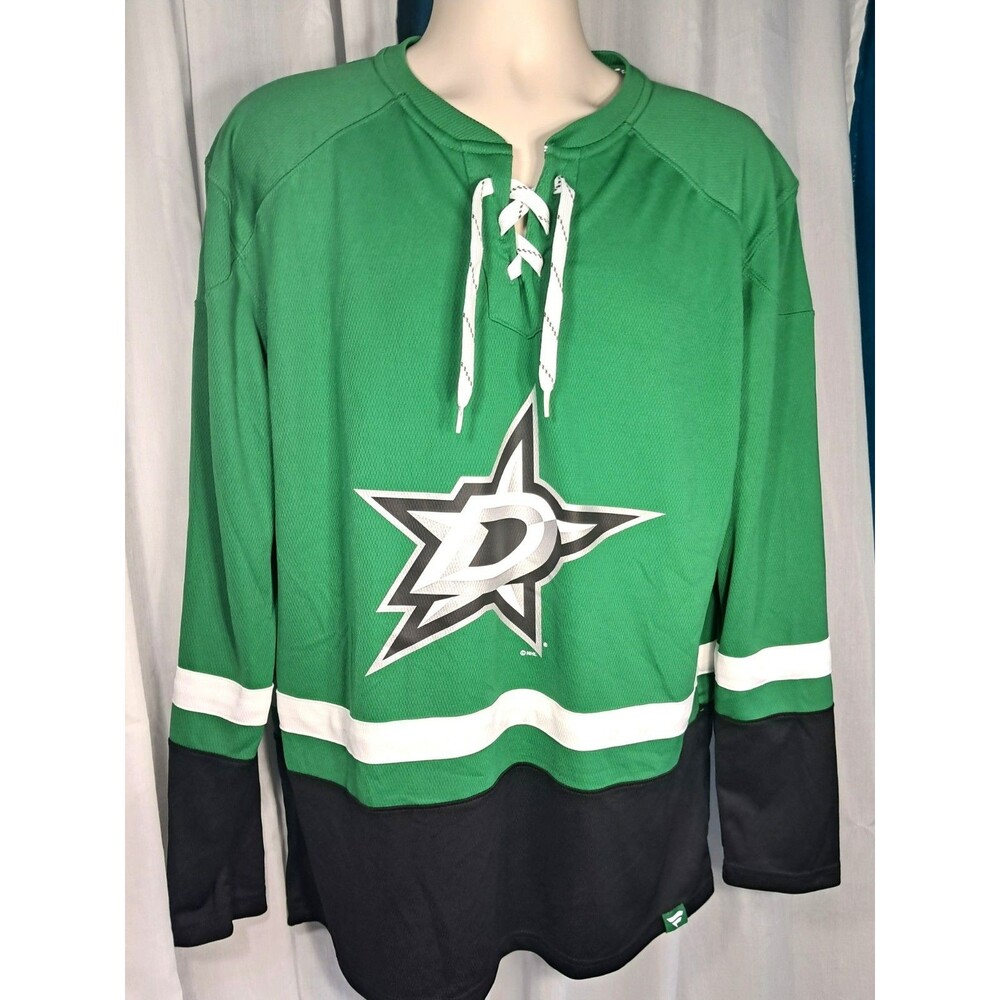 Fanatics NHL Dallas Stars Mens Large Green Lace Up Jersey Blank